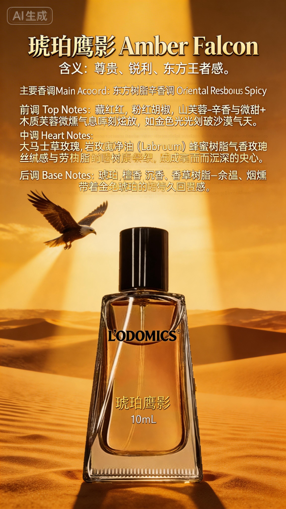 一萬種香氣2026創香盛典將於4月27日在廣州花都皇冠假日酒店舉辦 6 琥珀鹰影Amber Falcon香水为主题制作海报